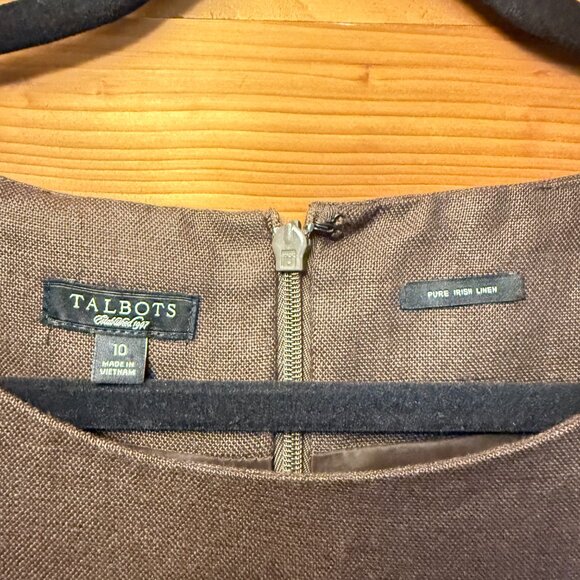 Talbots Classic Irish Linen Brown Sheath Dress Size 10 - Picture 9 of 10